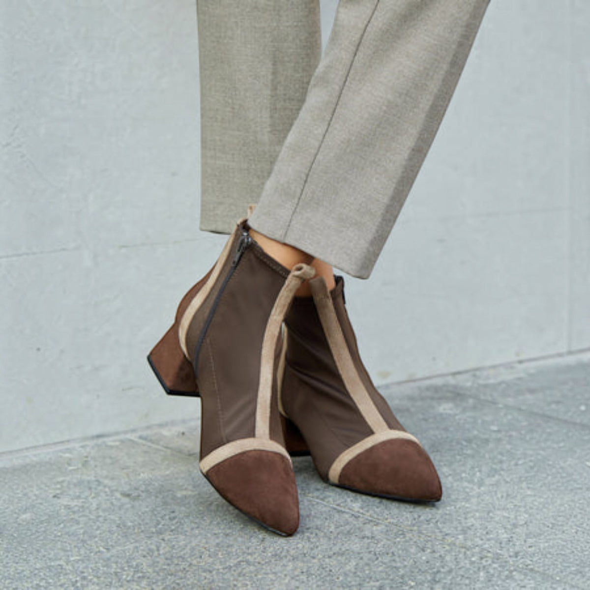 Botines Buonarotti Punta Elásticos A5425 Café
