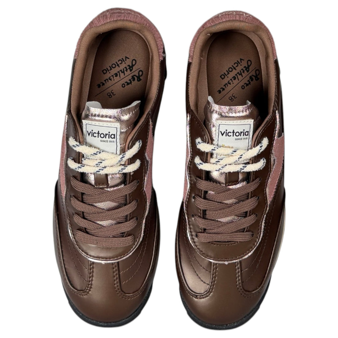 Zapatillas Victoria Saturno Metal y Serraje 1158117 Marrón