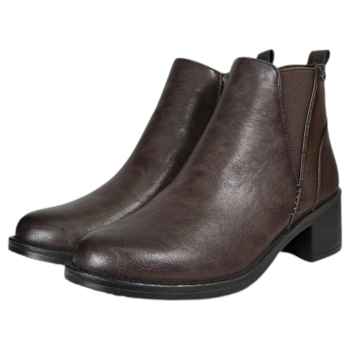 Botines Mysoft Tacón Elástico 26M685 Café