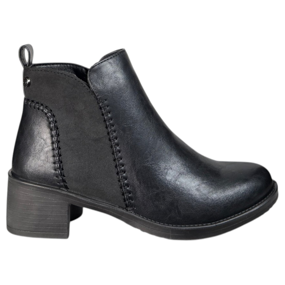 Botines Mysoft Tacón Costuras 26M680 Negro