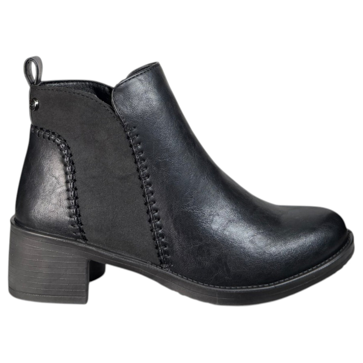 Botines Mysoft Tacón Costuras 26M680 Negro