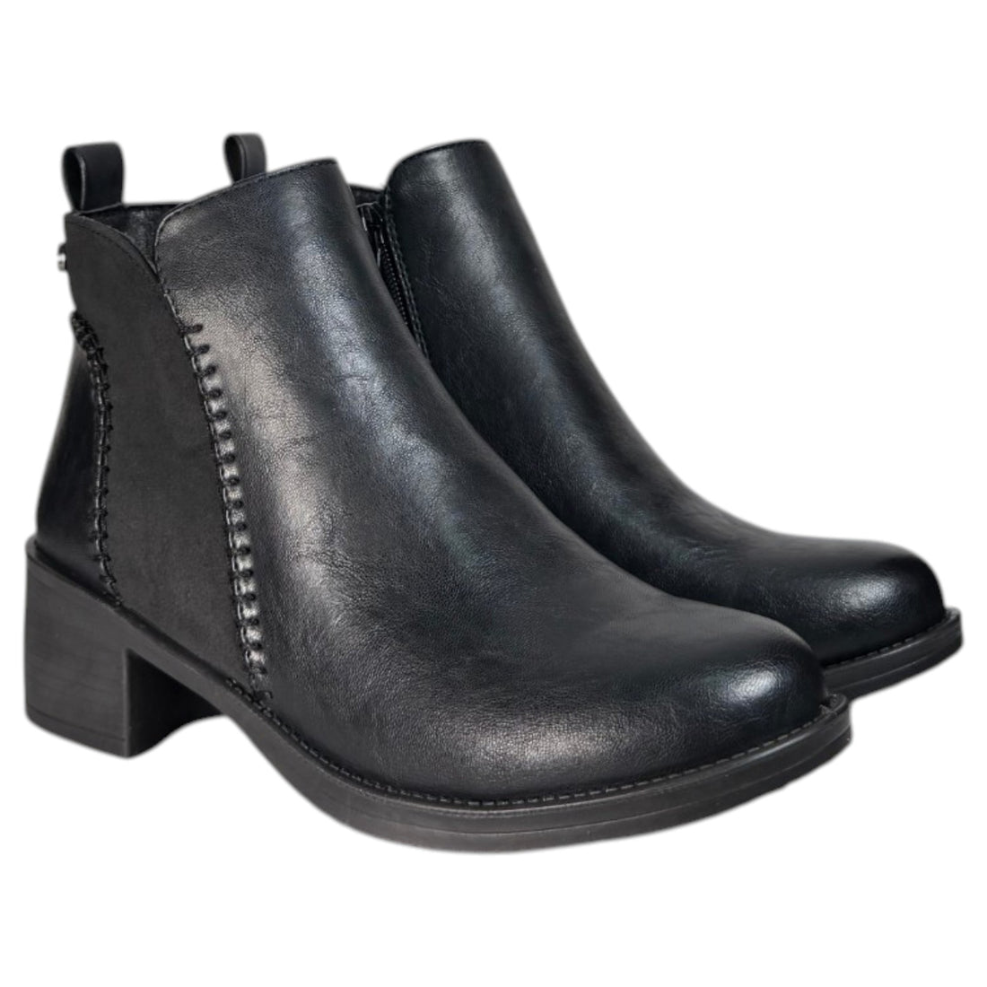 Botines Mysoft Tacón Costuras 26M680 Negro