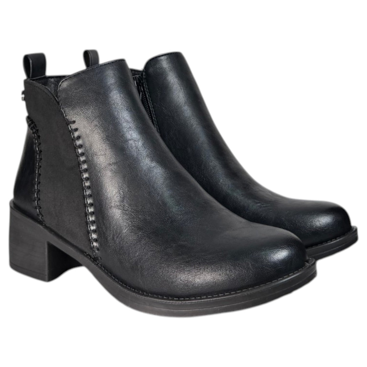 Botines Mysoft Tacón Costuras 26M680 Negro