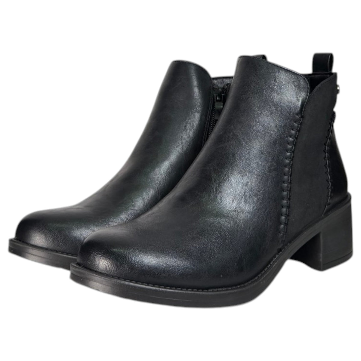 Botines Mysoft Tacón Costuras 26M680 Negro