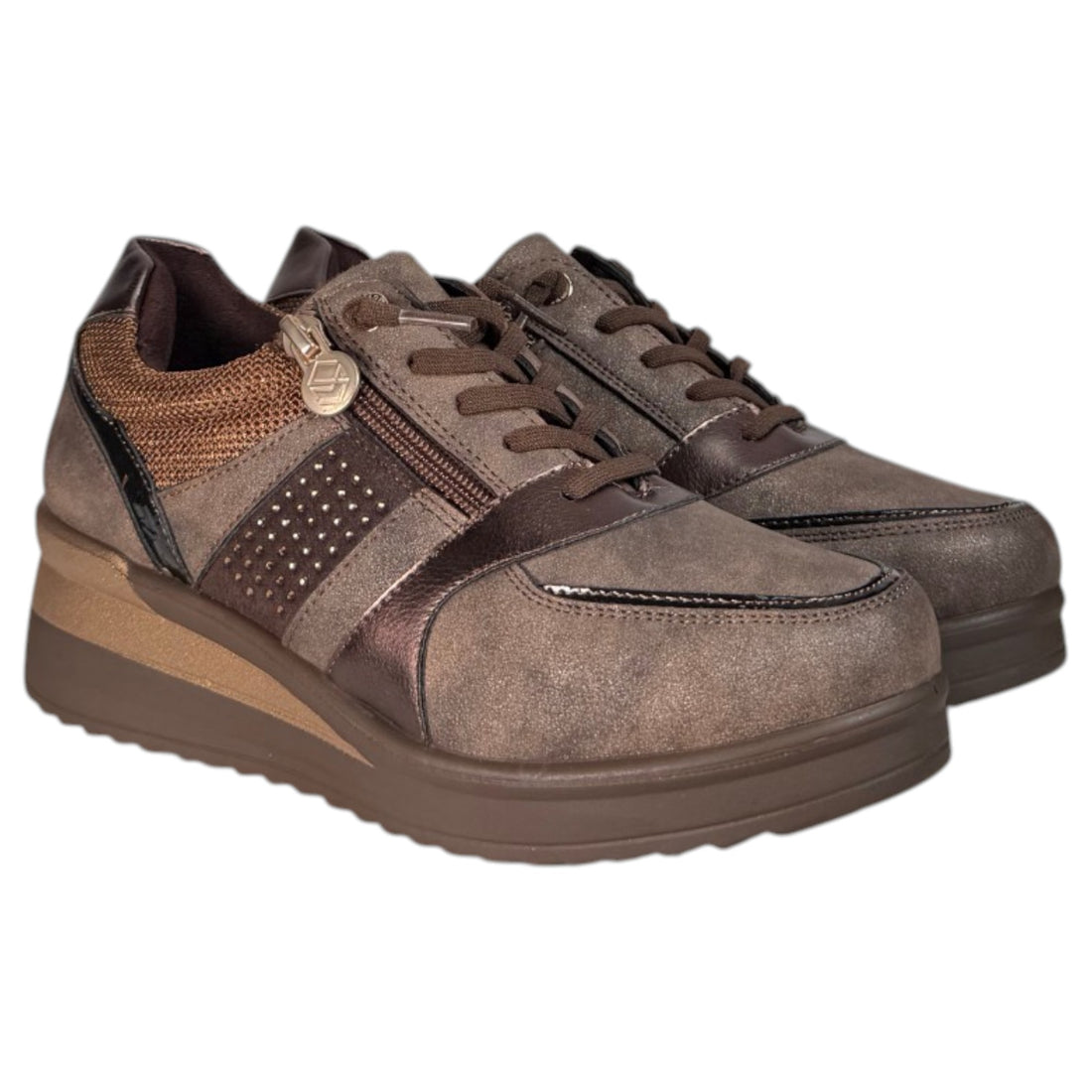 Zapatos Deportivos Mysoft Cuña Glitter 26M578 Café