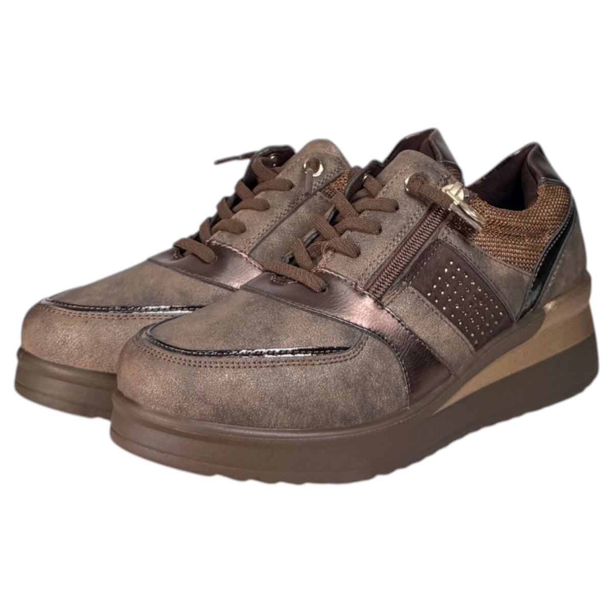 Zapatos Deportivos Mysoft Cuña Glitter 26M578 Café
