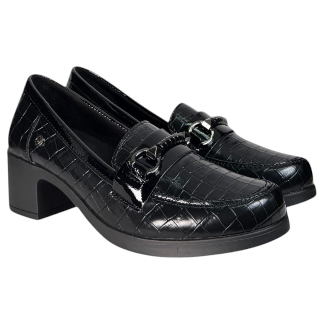 Mocasines Mysoft Tacón Hebilla 26M710 Negro