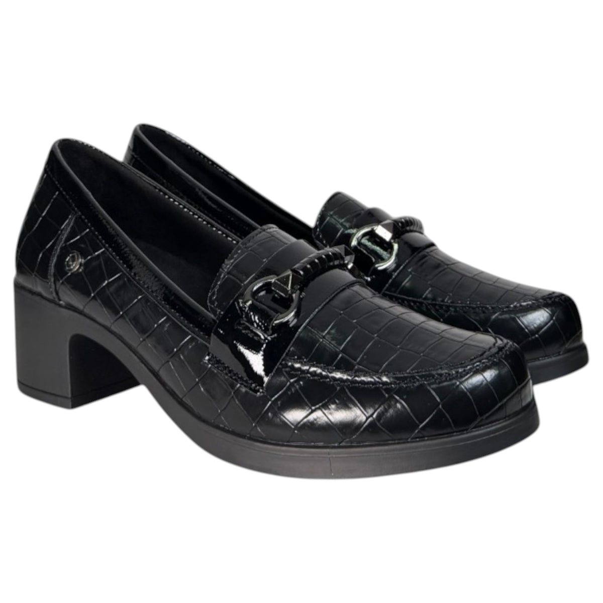 Mocasines Mysoft Tacón Hebilla 26M710 Negro