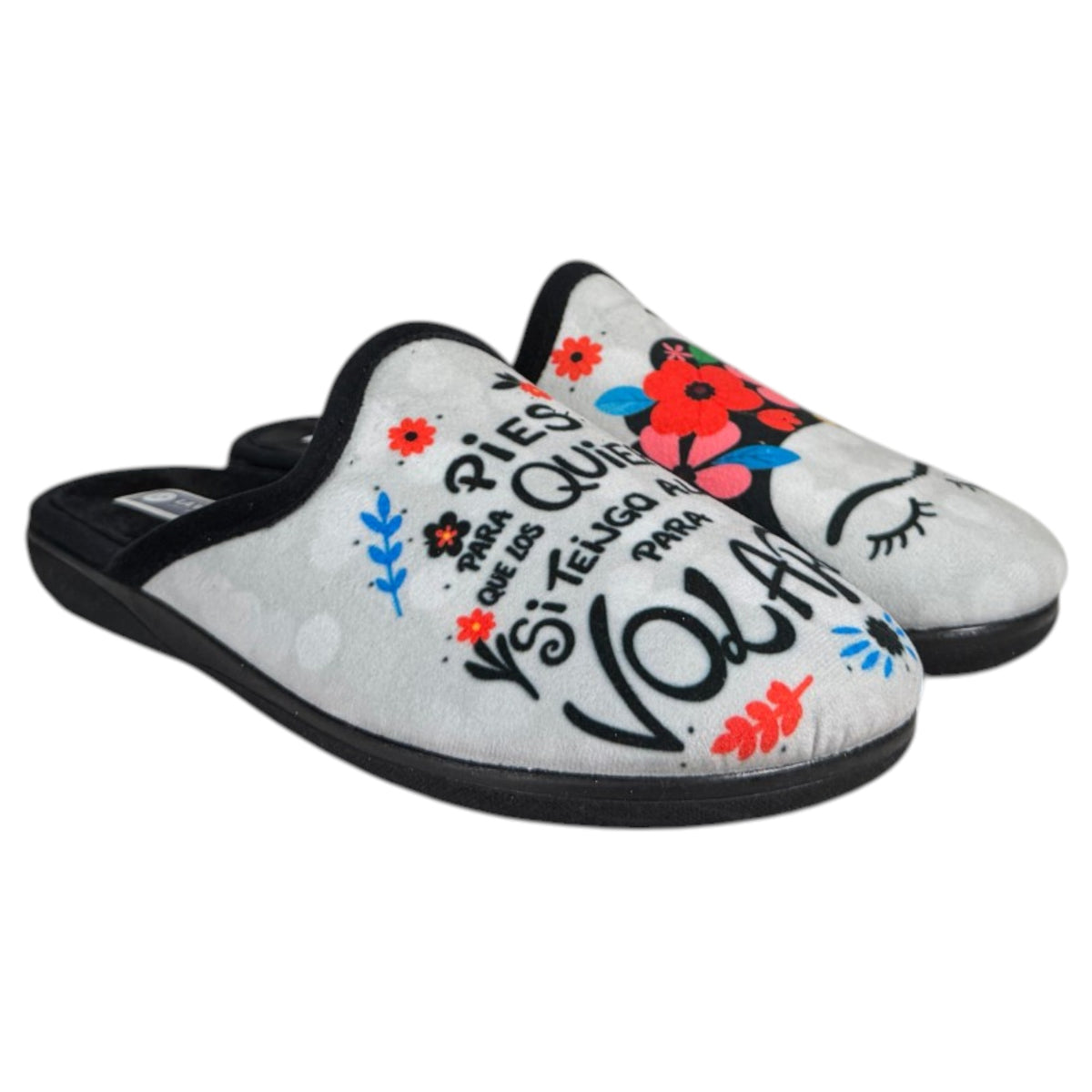Zapatillas de Casa La Valenciana Frida Kahlo 890 Negro