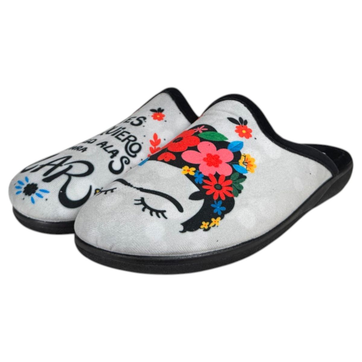Zapatillas de Casa La Valenciana Frida Kahlo 890 Negro