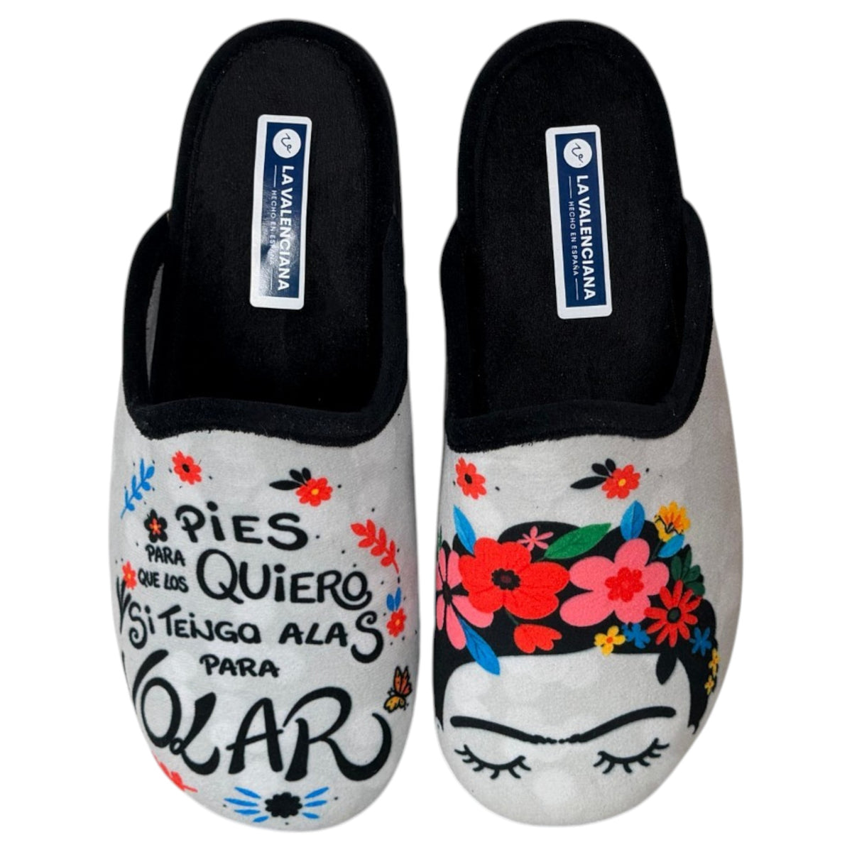 Zapatillas de Casa La Valenciana Frida Kahlo 890 Negro