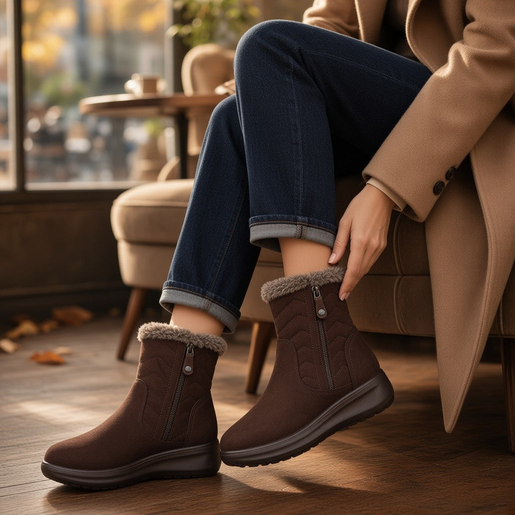 Botines Mysoft Cuello Pelitos 26M657 Café
