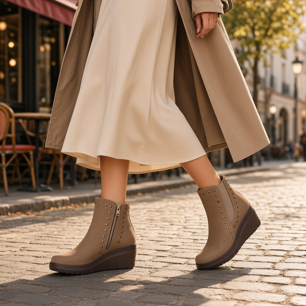 Botines Mysoft Cuña Tachas 26M582 Taupe