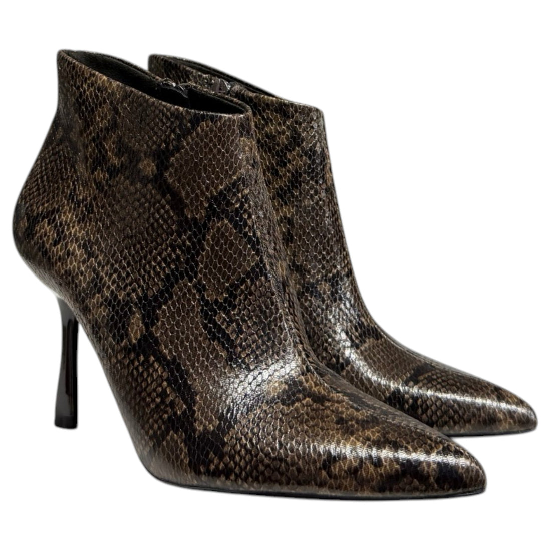 Botines Corina Tacón Serpiente M6702 Café