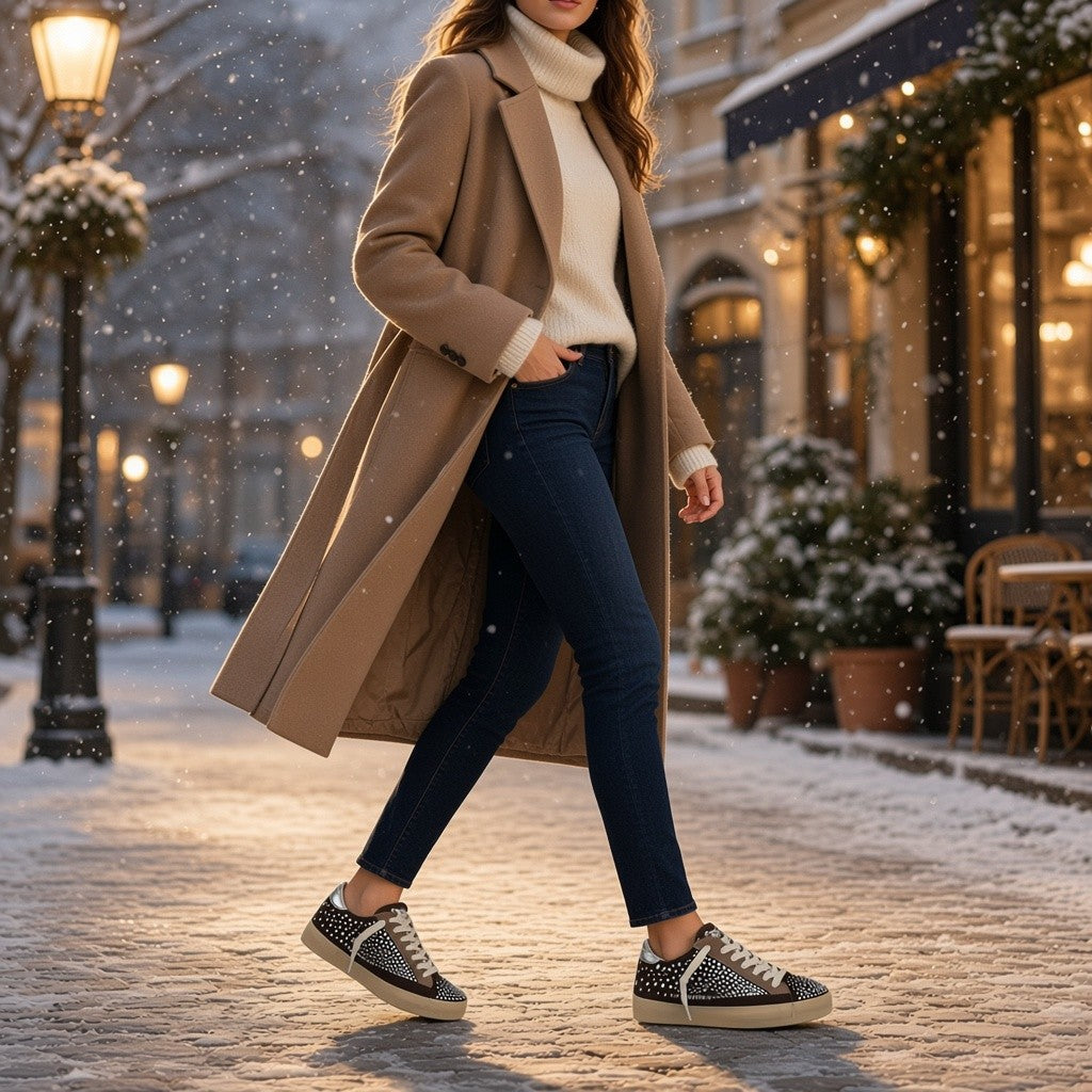 Zapatillas Corina Coordenadas Tachas M6504 Café