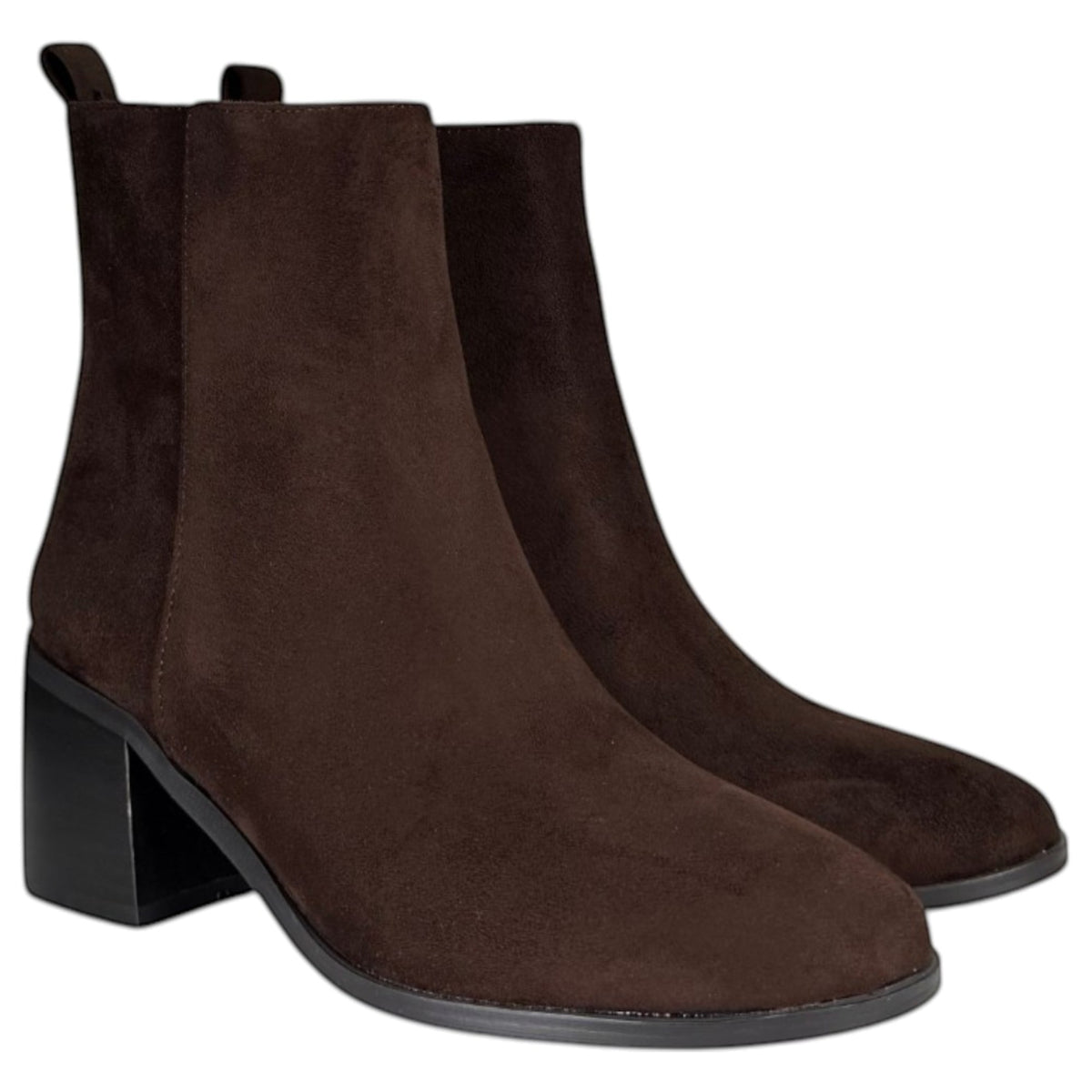 Botines café Corina M6855 con tacón ancho