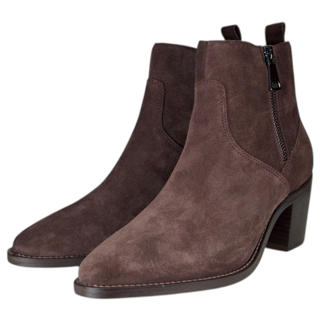 Botines Another Trend Tacón Cremallera 56501705 Mogano