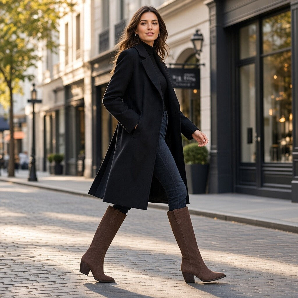 Botas altas de serraje Another Trend 56781161 Mogano