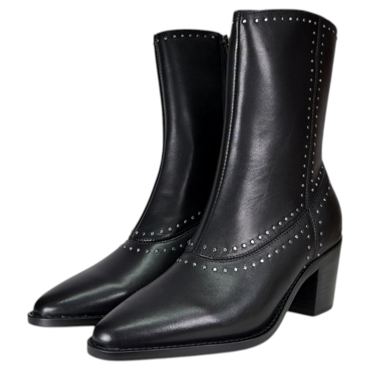 Botines Another Trend Tacón Tachas 56501705 Negro