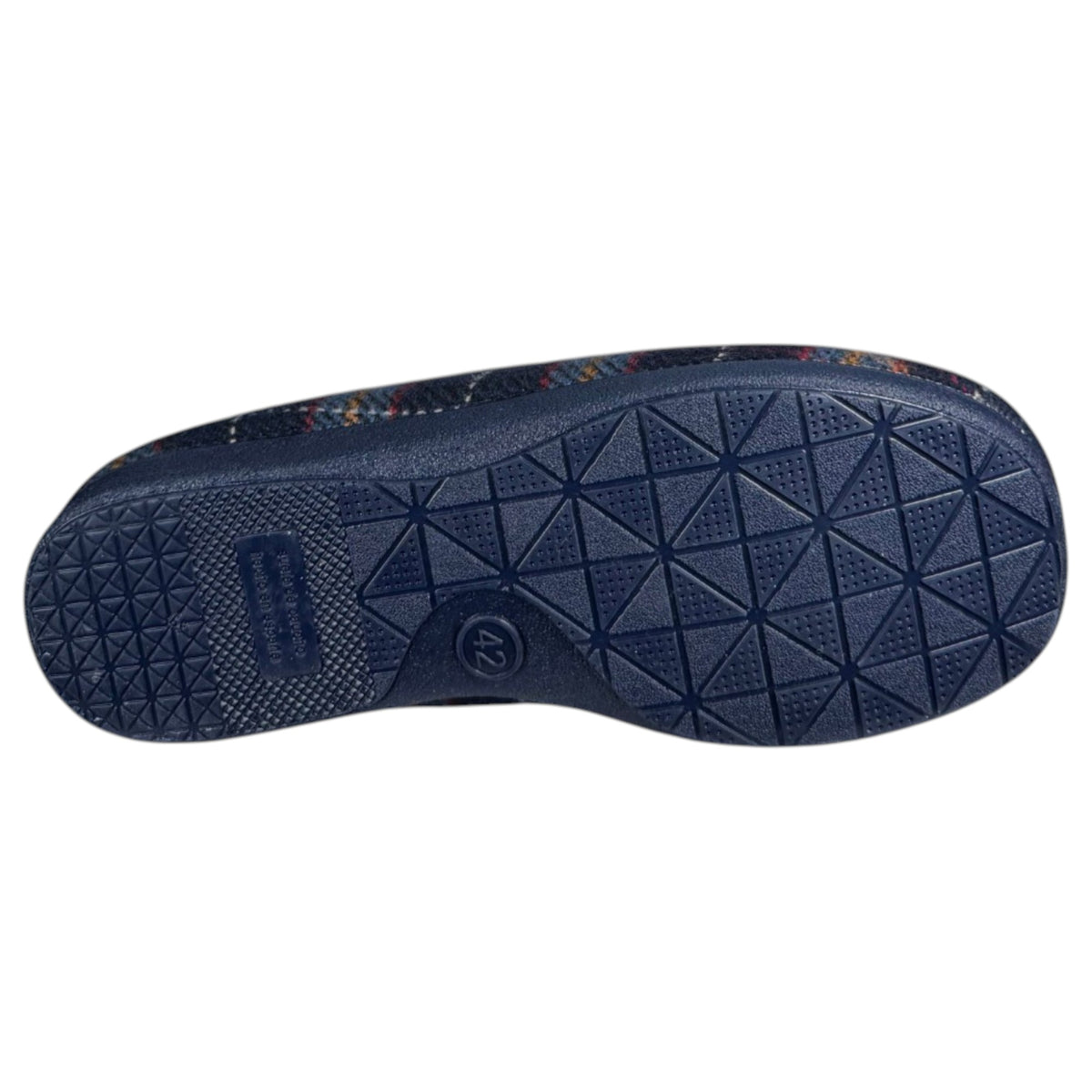 Zapatillas de casa La Valenciana Cuadros 403 marino con lana natural