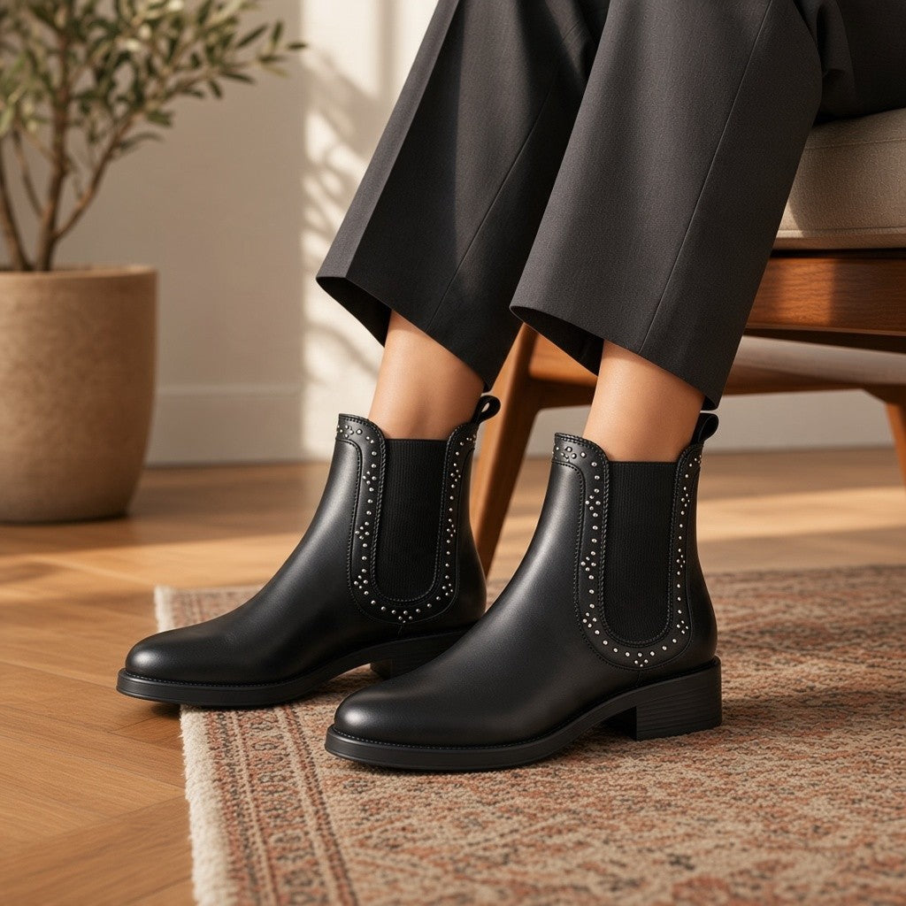Botines Another Trend Tapa Tachas 57140105 Negro