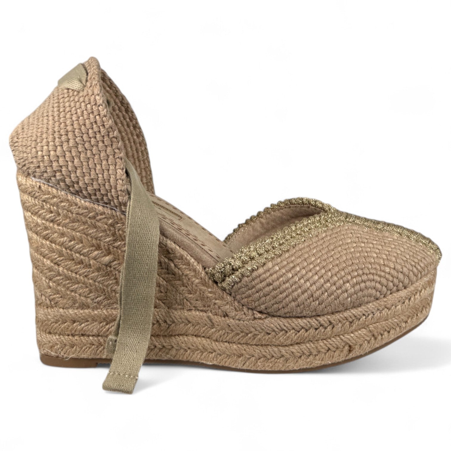 Alpargatas Corina Cuña Bordados M5386 Natural - imagen 1