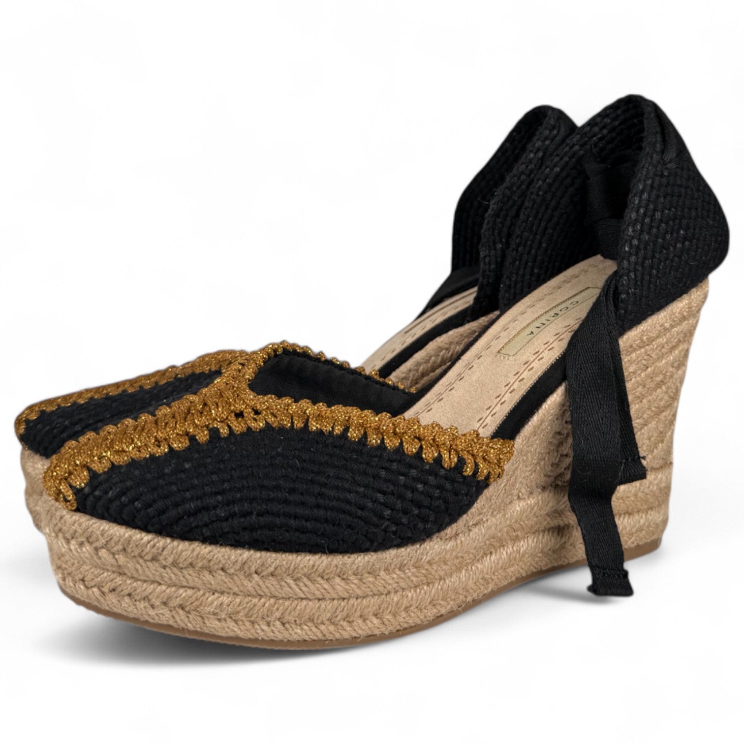 Alpargatas Corina Cuña Bordados M5386 Negro - imagen 3