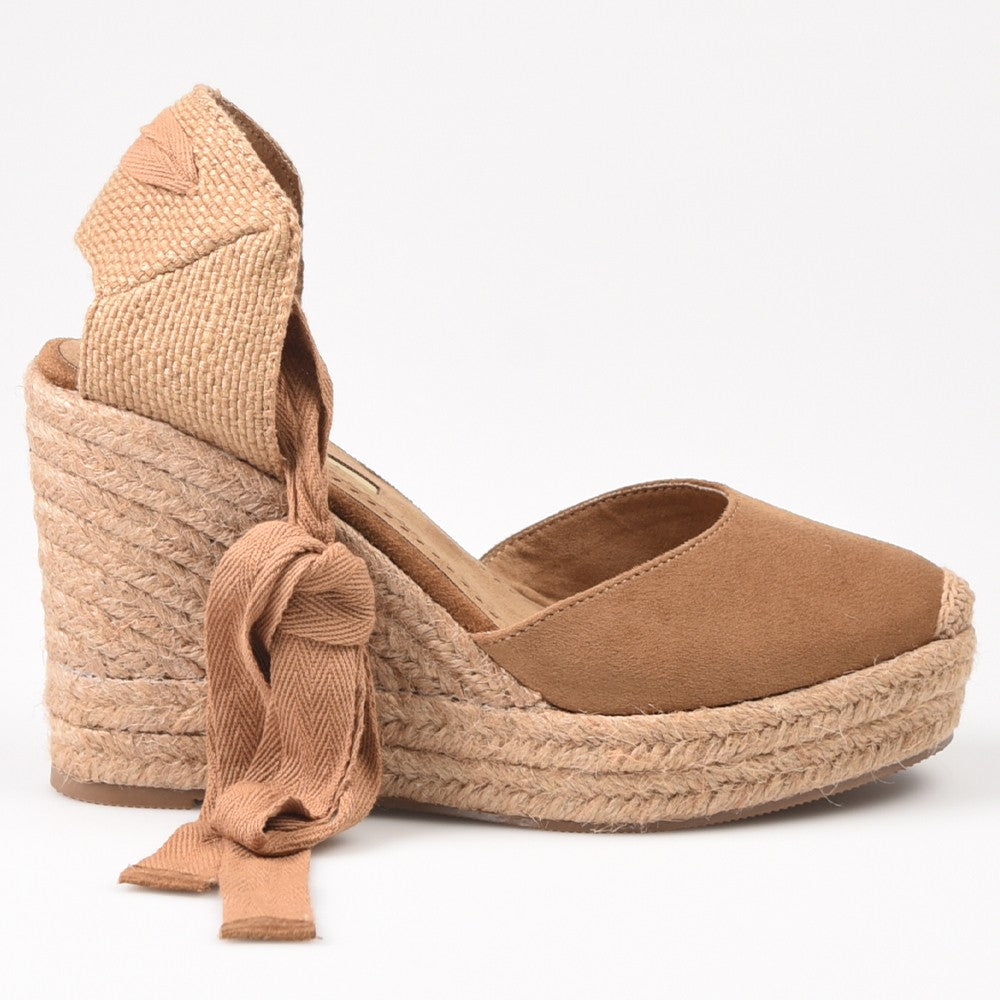 Alpargatas Corina Cuña Cintas M4298 Camel - imagen 1