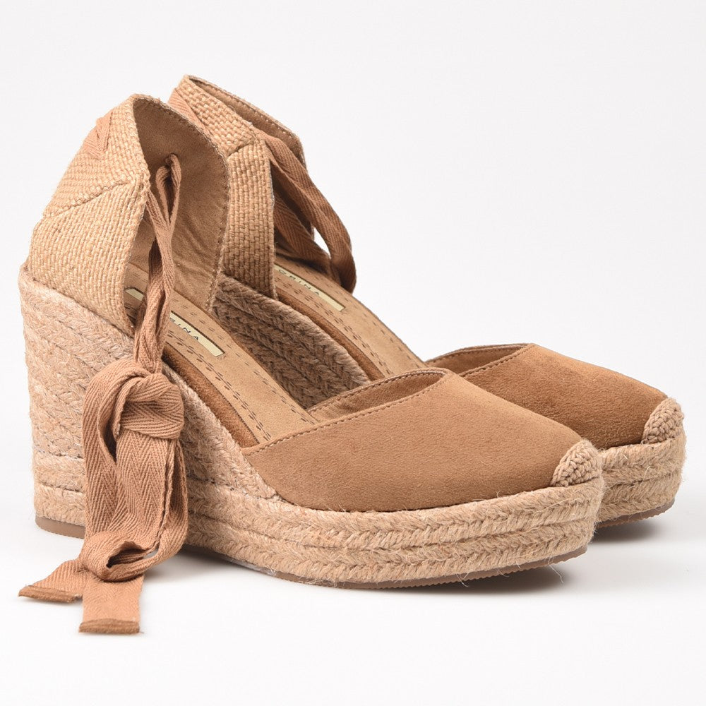 Alpargatas Corina Cuña Cintas M4298 Camel - imagen 2