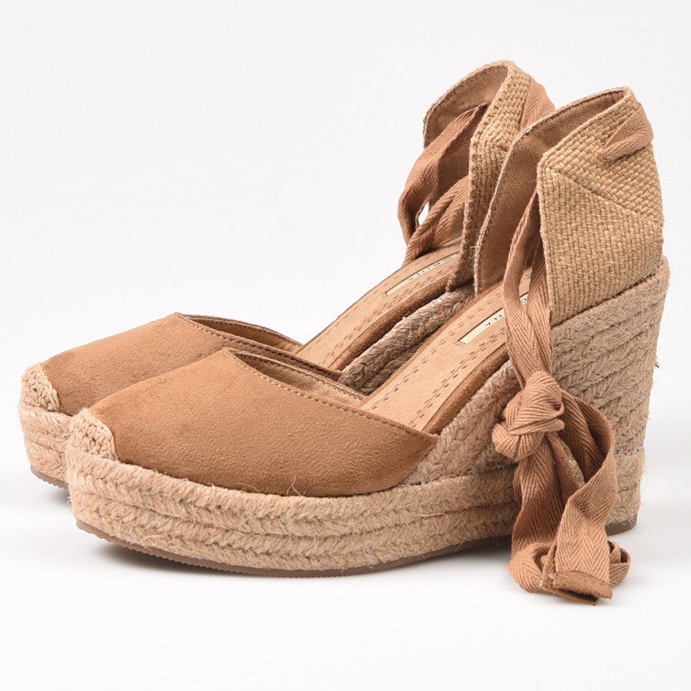 Alpargatas Corina Cuña Cintas M4298 Camel - imagen 3