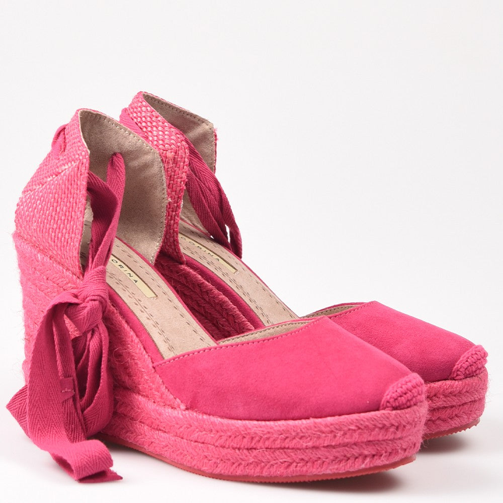 Alpargatas Corina Cuña Cintas M4298 Fucsia - imagen 4