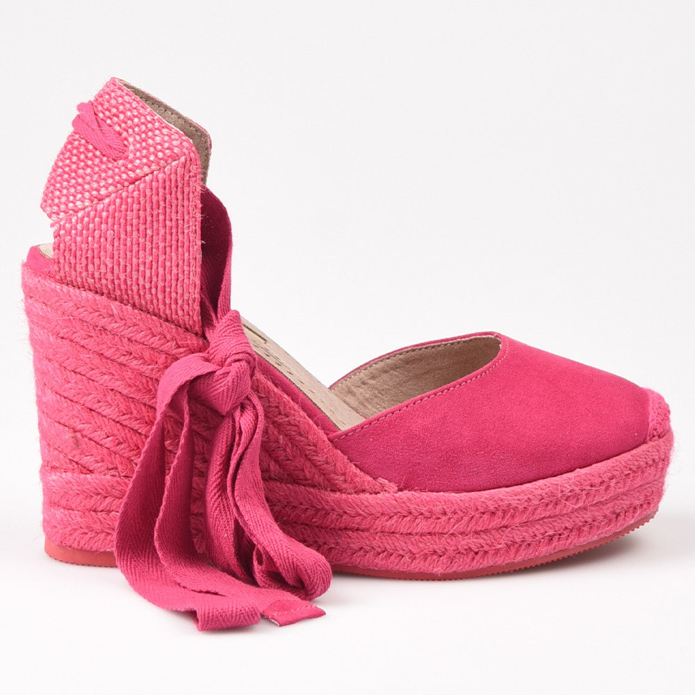 Alpargatas Corina Cuña Cintas M4298 Fucsia - imagen 2