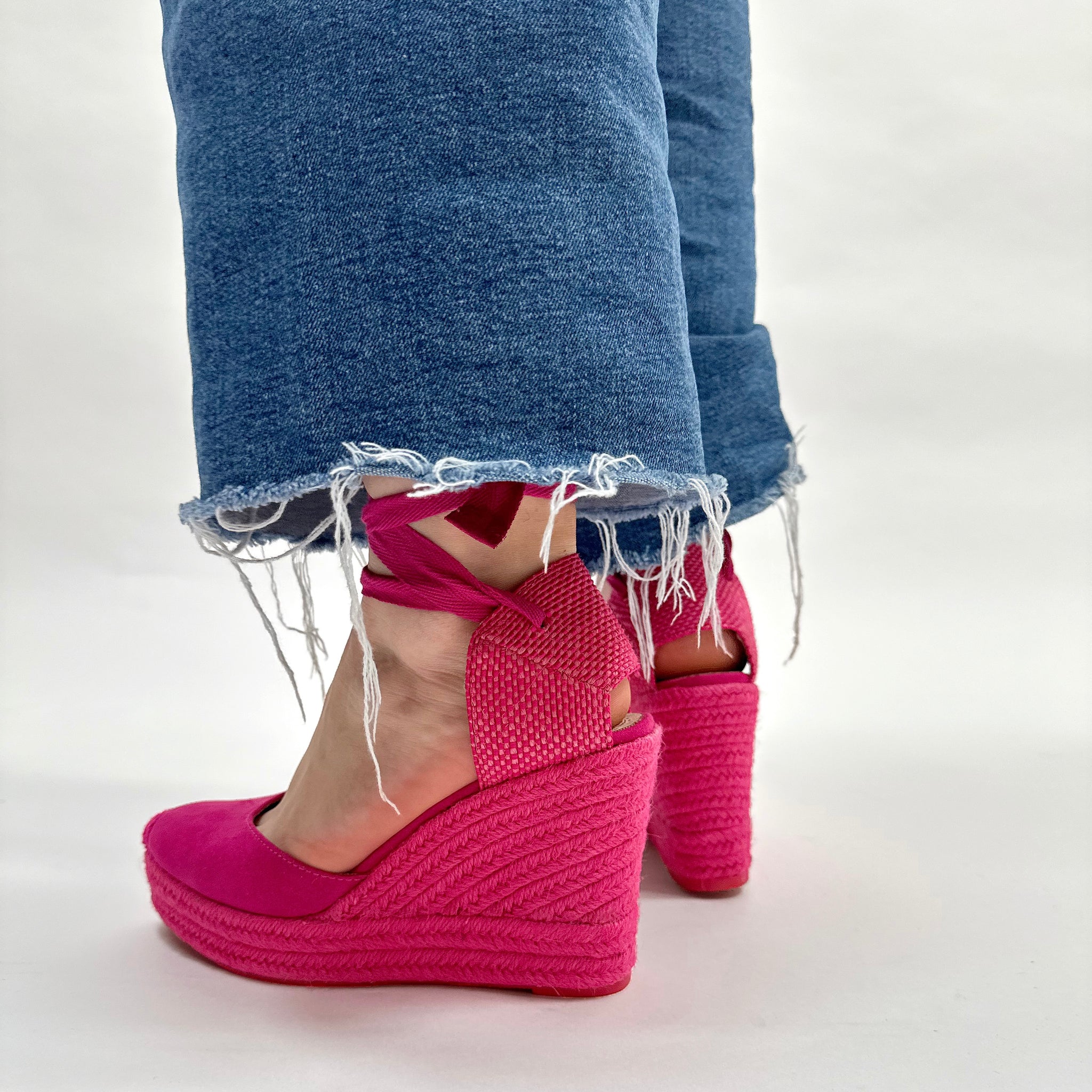 Alpargatas Corina Cuña Cintas M4298 Fucsia - imagen 3