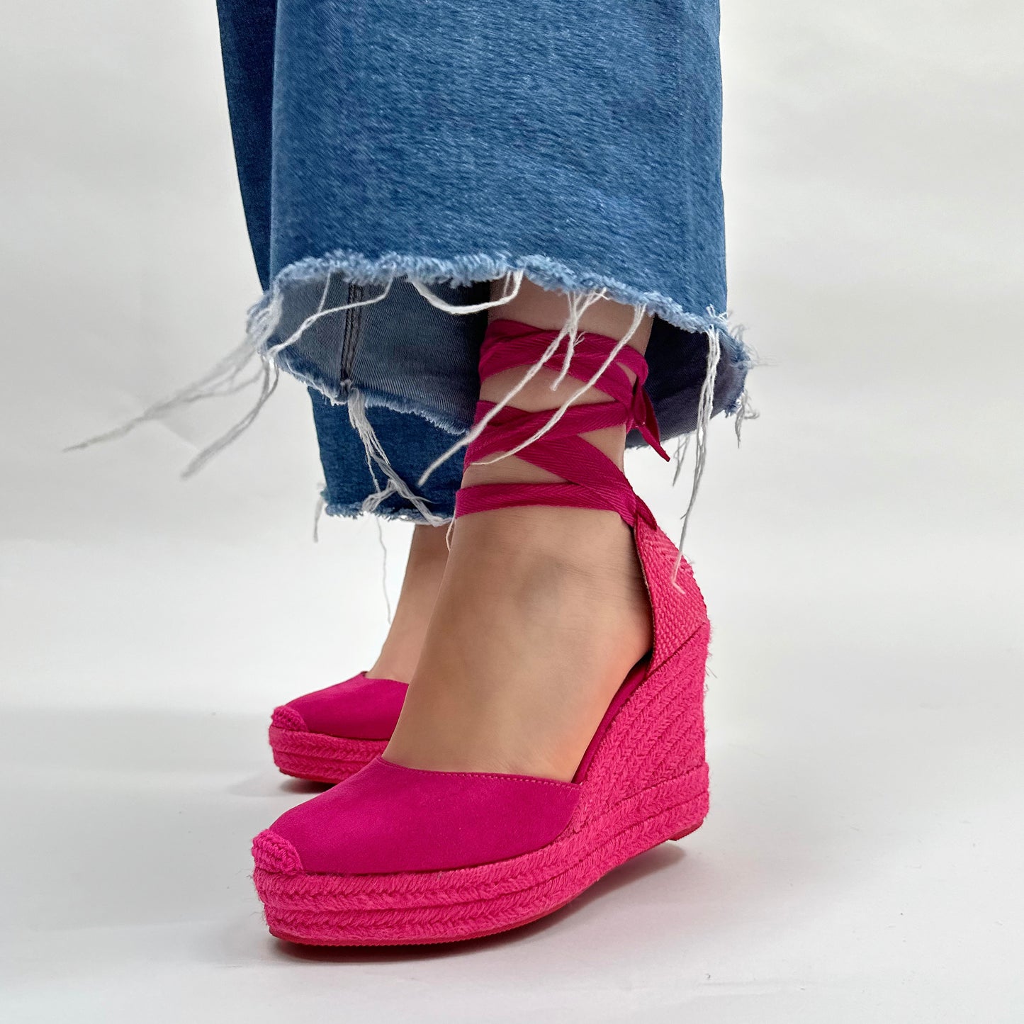 Alpargatas Corina Cuña Cintas M4298 Fucsia - imagen 1