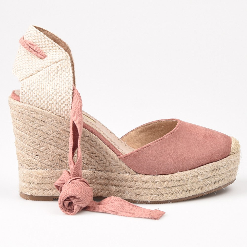 Alpargatas Corina Cuña Cintas M4298 Rosa - imagen 1