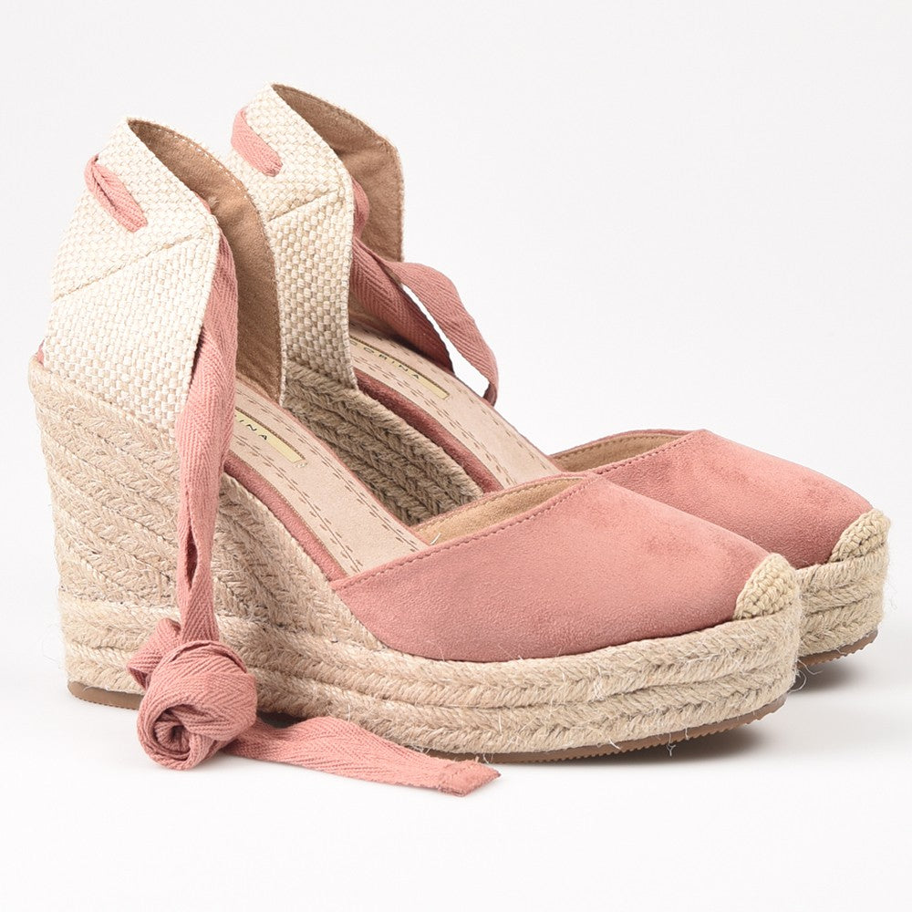Alpargatas Corina Cuña Cintas M4298 Rosa - imagen 2