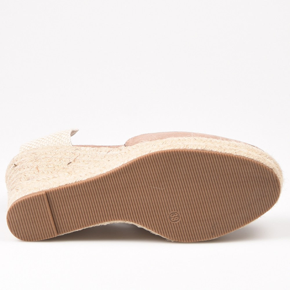 Alpargatas Corina Cuña Cintas M4298 Taupe - imagen 5
