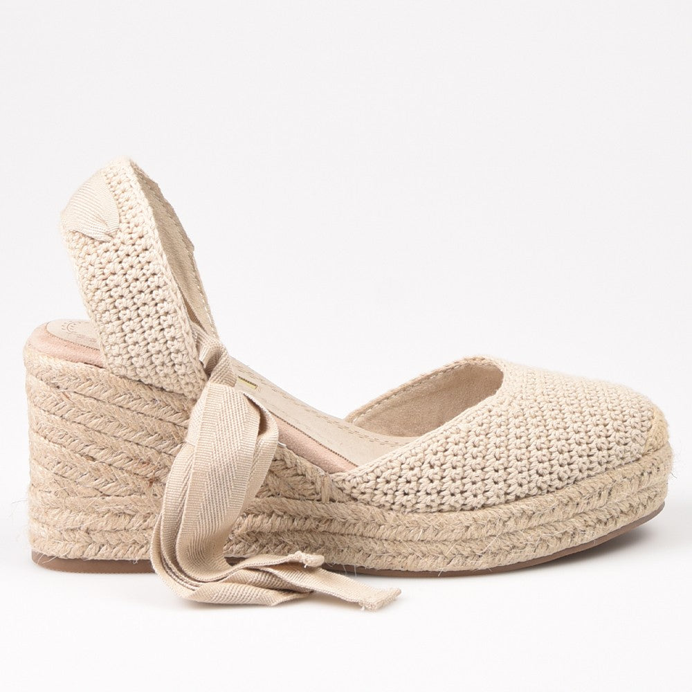 Alpargatas Corina Cuña Crochet M4303 Natural - imagen 1