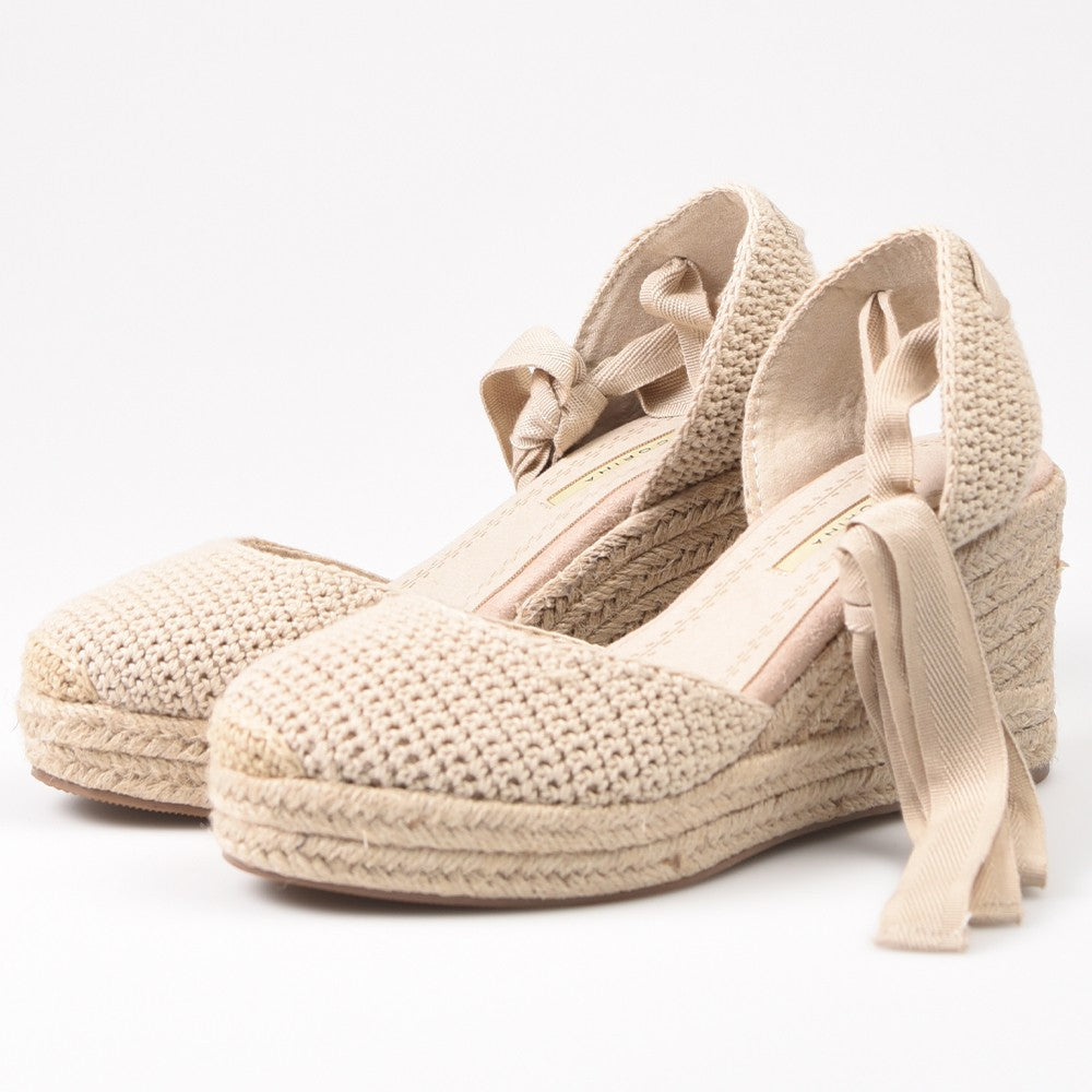Alpargatas Corina Cuña Crochet M4303 Natural - imagen 3