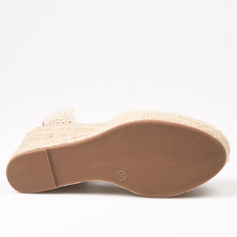 Alpargatas Corina Cuña Crochet M4303 Natural - imagen 5