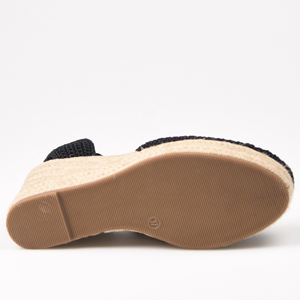 Alpargatas Corina Cuña Crochet M4303 Negro - imagen 5