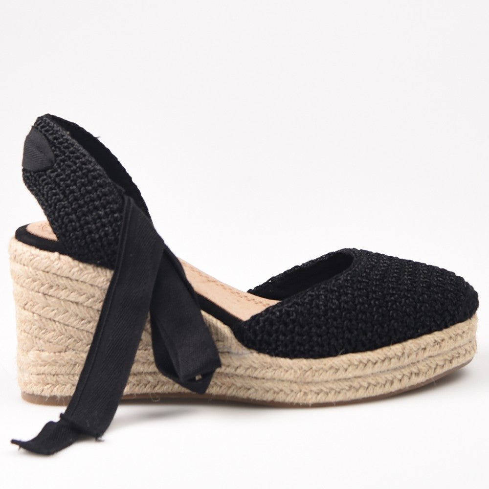 Alpargatas Corina Cuña Crochet M4303 Negro - imagen 1