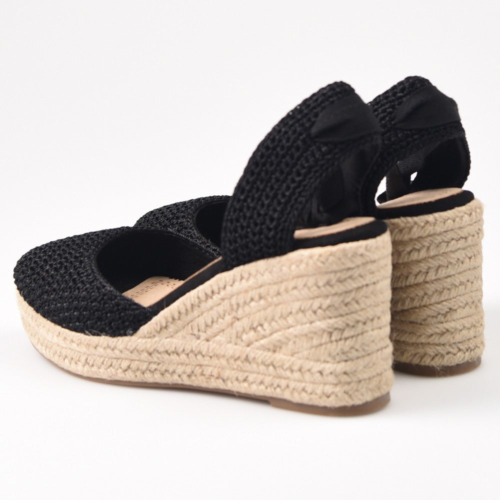 Alpargatas Corina Cuña Crochet M4303 Negro - imagen 4