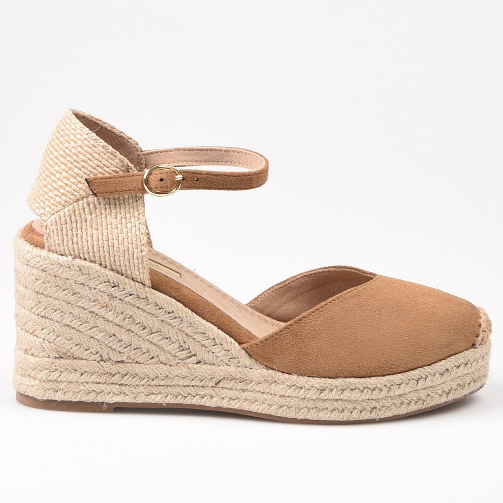Alpargatas Corina Escote Corazón Hebilla M4301 Camel - imagen 1