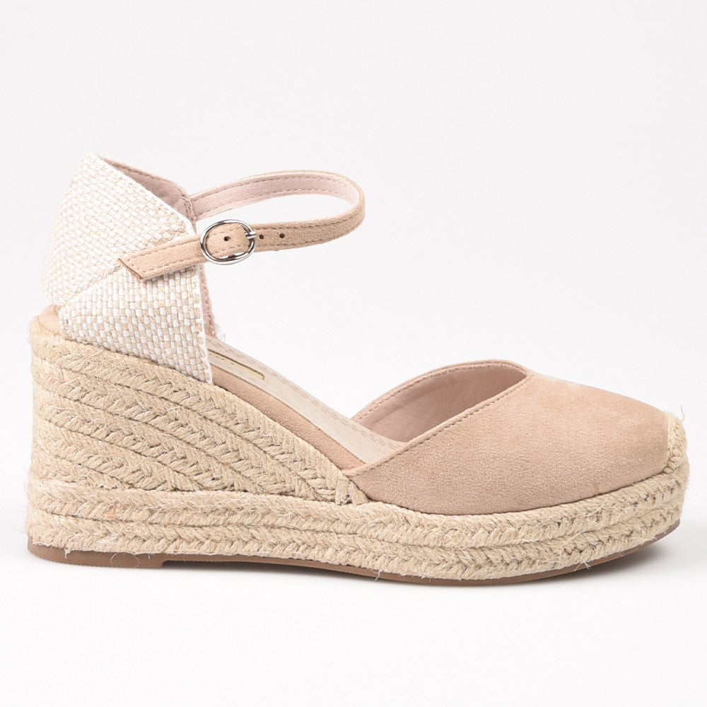 Alpargatas Corina Escote Corazón Hebilla M4301 Natural - imagen 1