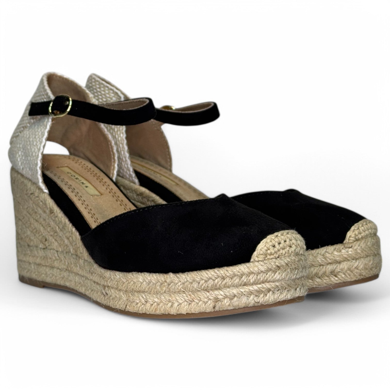 Alpargatas Corina Escote Corazón Hebilla M4301 Negro - imagen 2