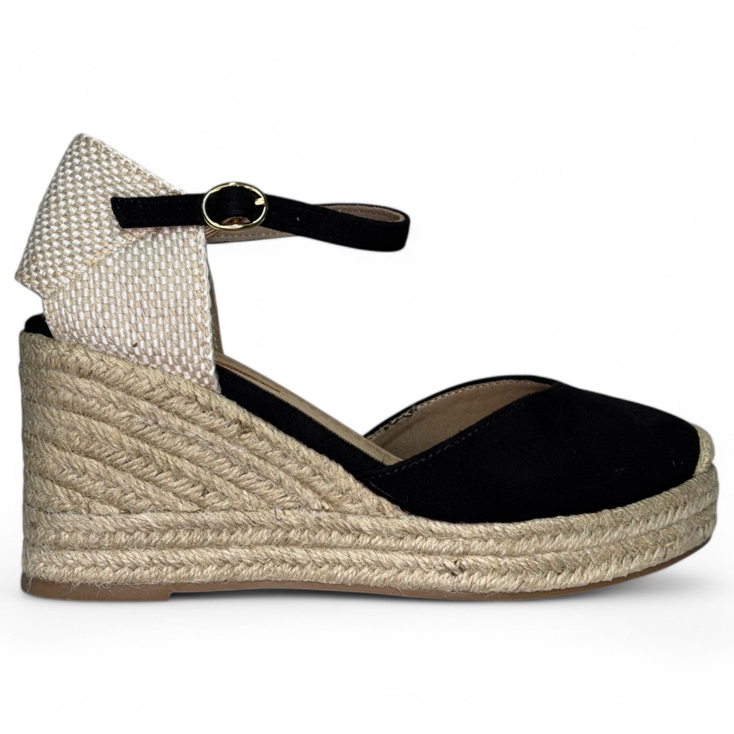 Alpargatas Corina Escote Corazón Hebilla M4301 Negro - imagen 1