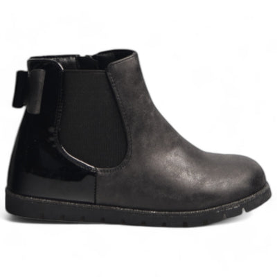 Botines Bubble Kids Lazo Charol C416-L Negro