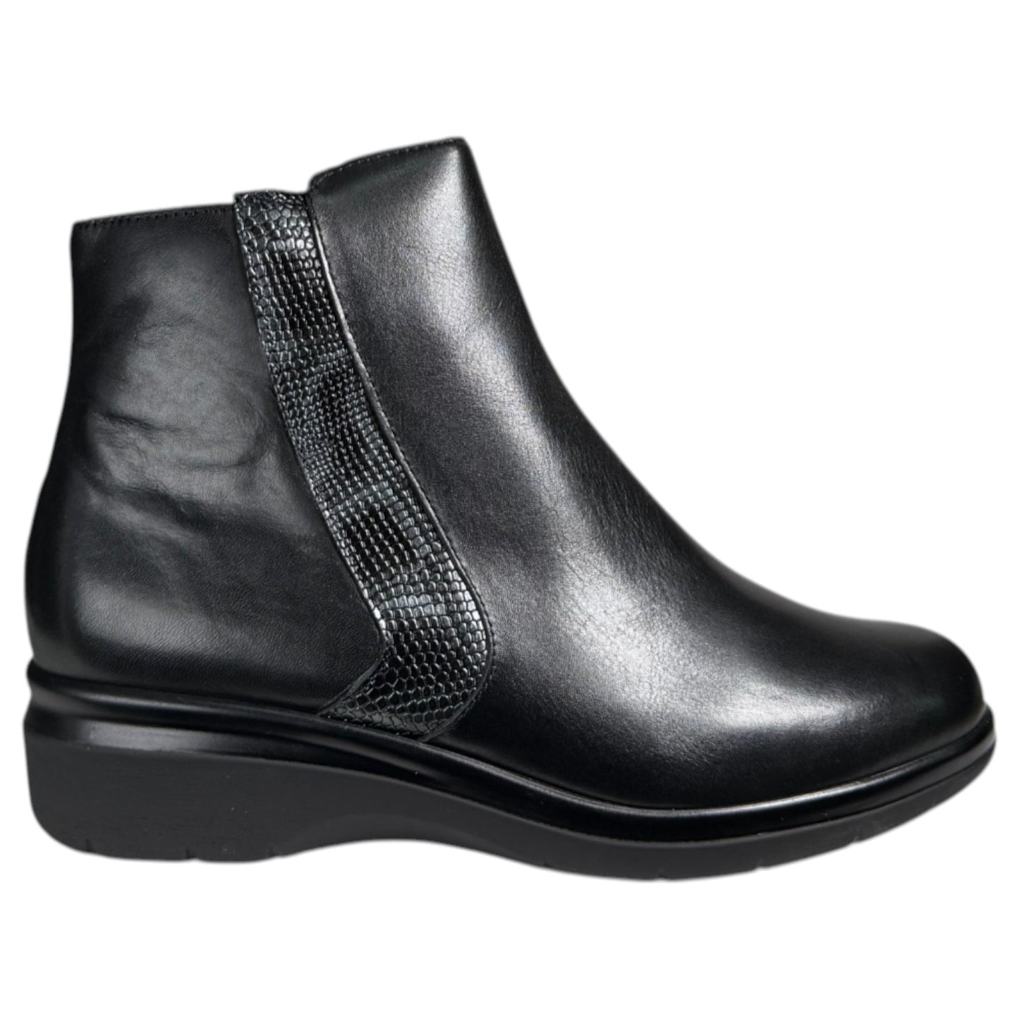 Botines Pitillos Cuña Serpiente 10725 Negro - imagen 1