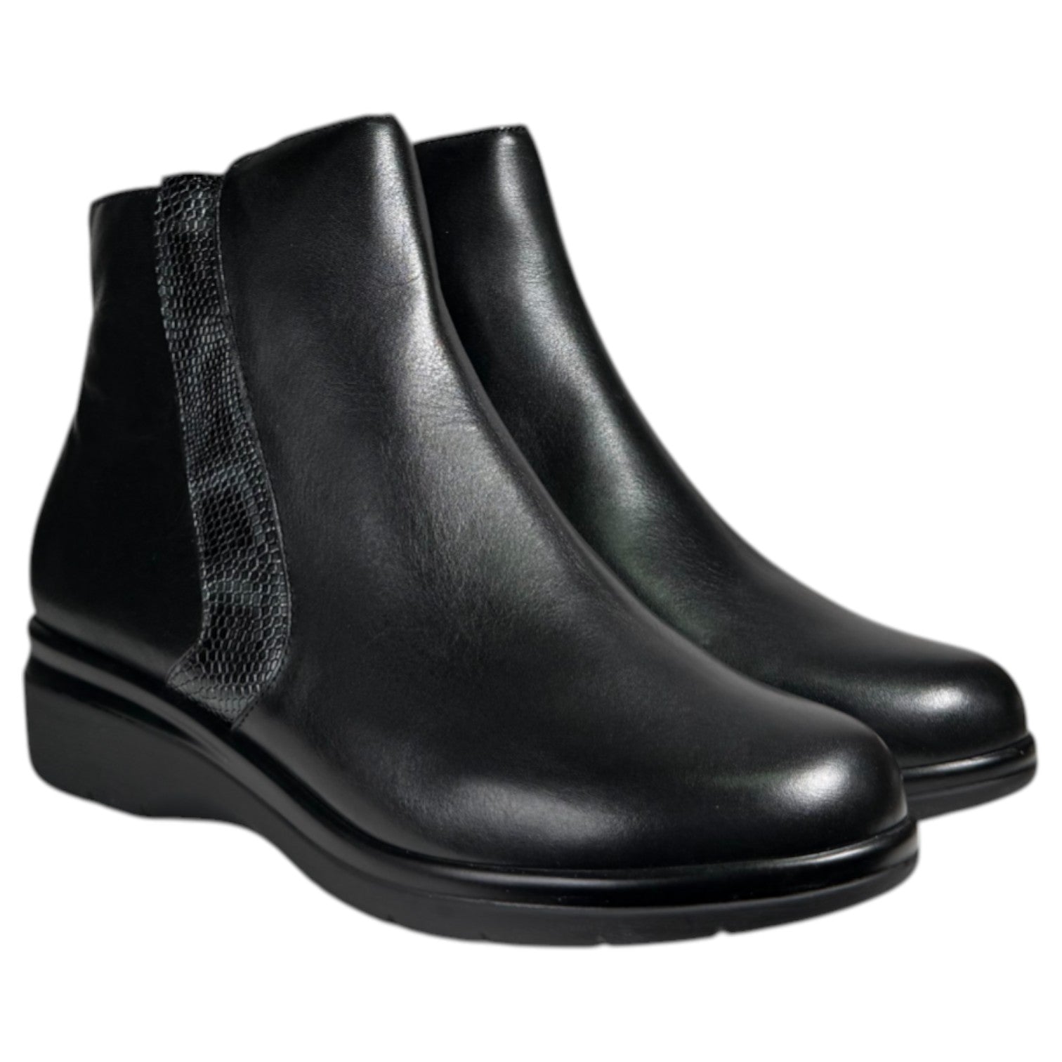 Botines Pitillos Cuña Serpiente 10725 Negro - imagen 2